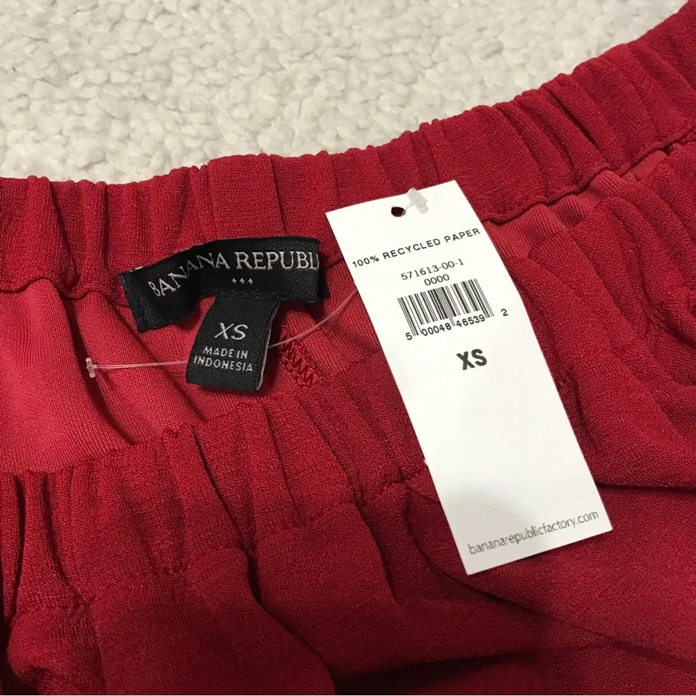 Banana Republic Midi Dress Red Flutter Sleeve On / Off Shoulder Size XS